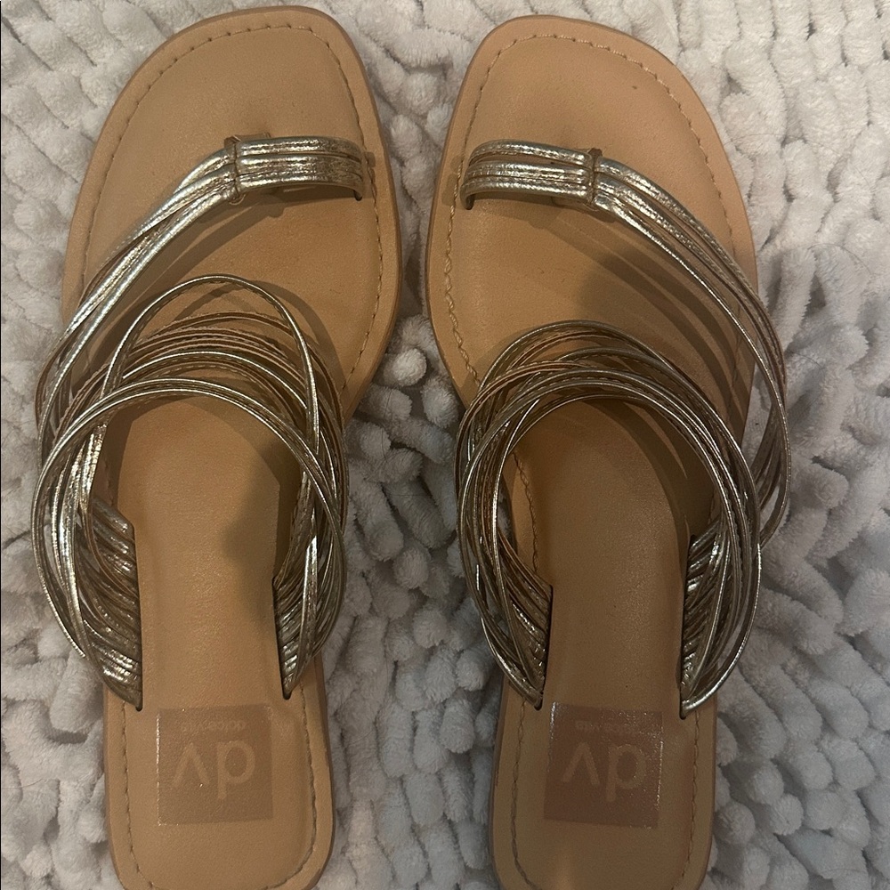 Dolce Vita Metallic Gold Multi-Strap Slide Sandals - Picture 3 of 3